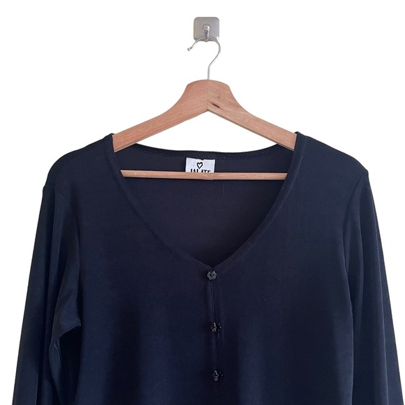 Slinky Vintage Black Floral Button Shape Cardigan - Picture 2 of 6